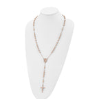 Chisel Stainless Steel Polished Rose IP-plated 30 inch Rosary Necklace