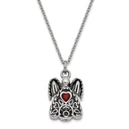 Sentimental Expressions Stainless Steel Dark Red CZ January Birthstone Antiqued Angel Ash Holder 18 Inch Necklace