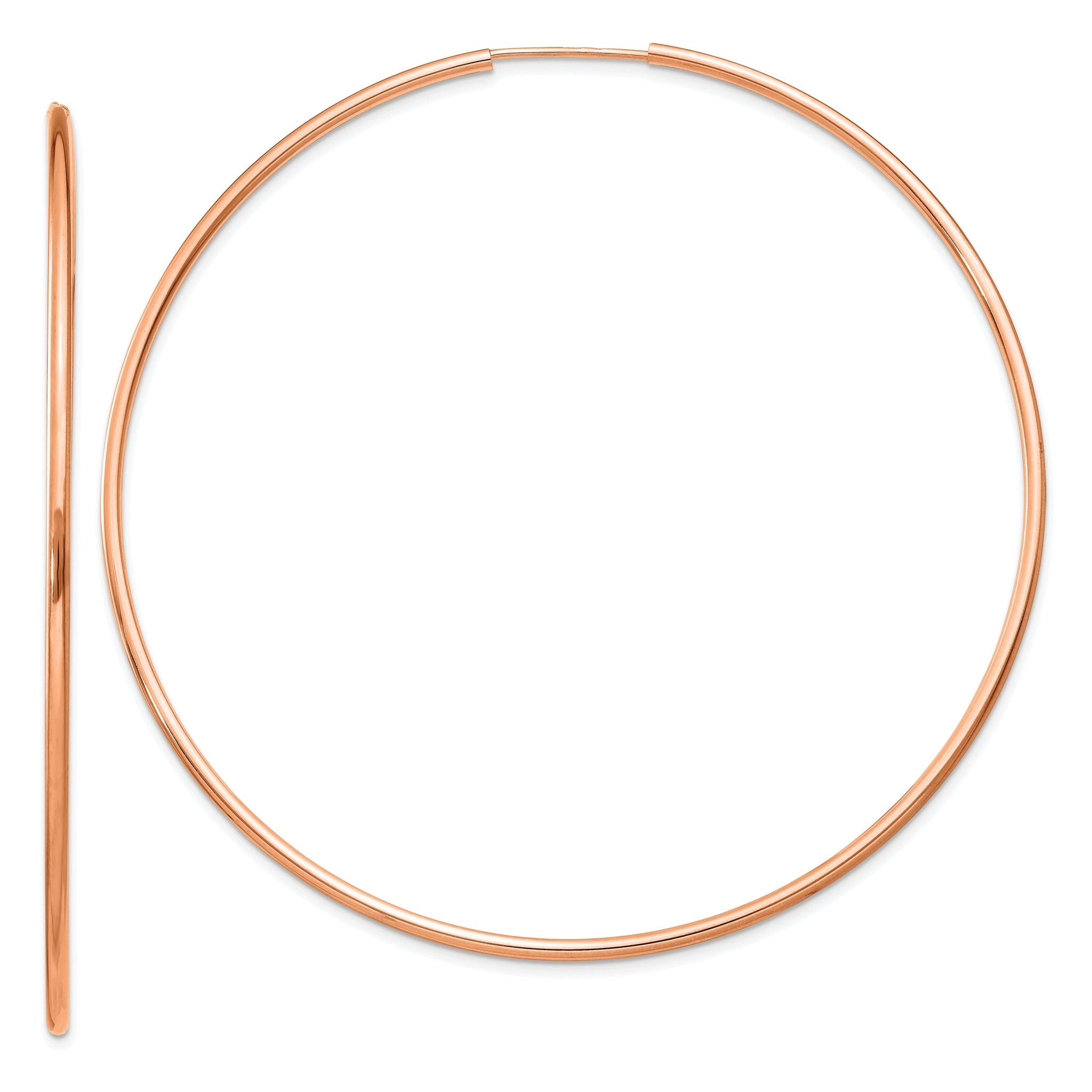 14k Rose Gold 1.5mm Polished Endless Hoop Earrings Main image