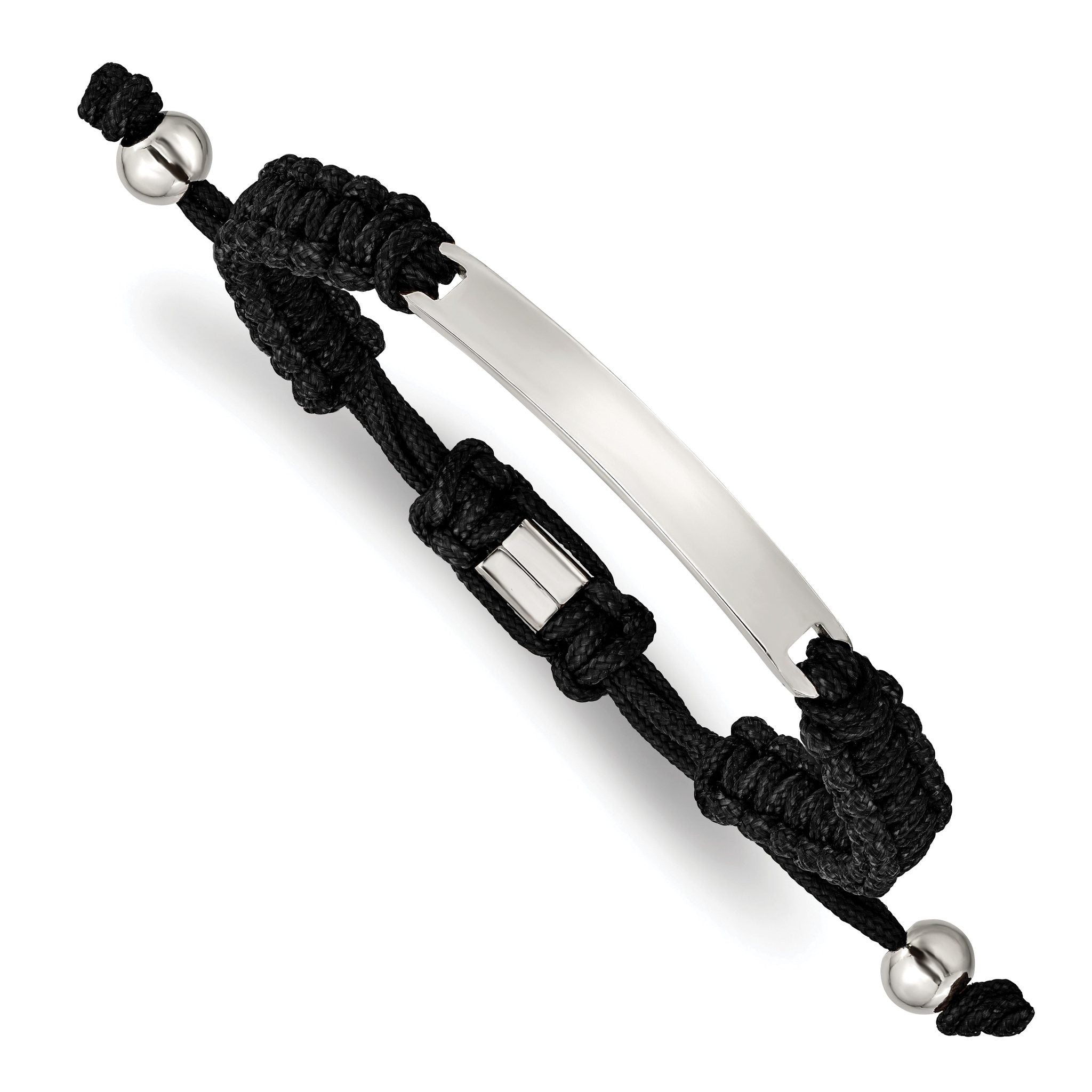Stainless Steel Polished Black Nylon Adjustable ID Bracelet Main image
