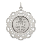 Sterling Silver 925 Antiqued Miraculous Medal Pendant Vintage-Inspired 45mm