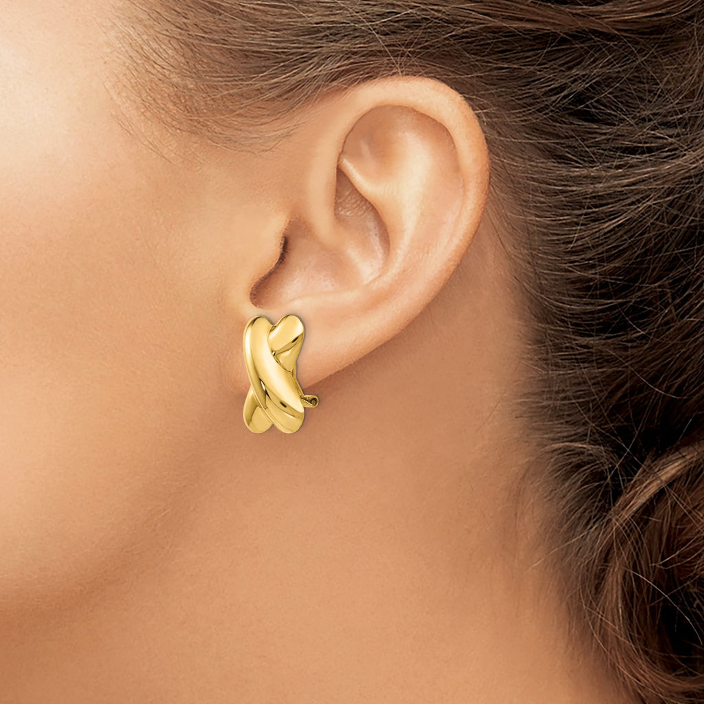14k Polished X Omega Back Post Earrings