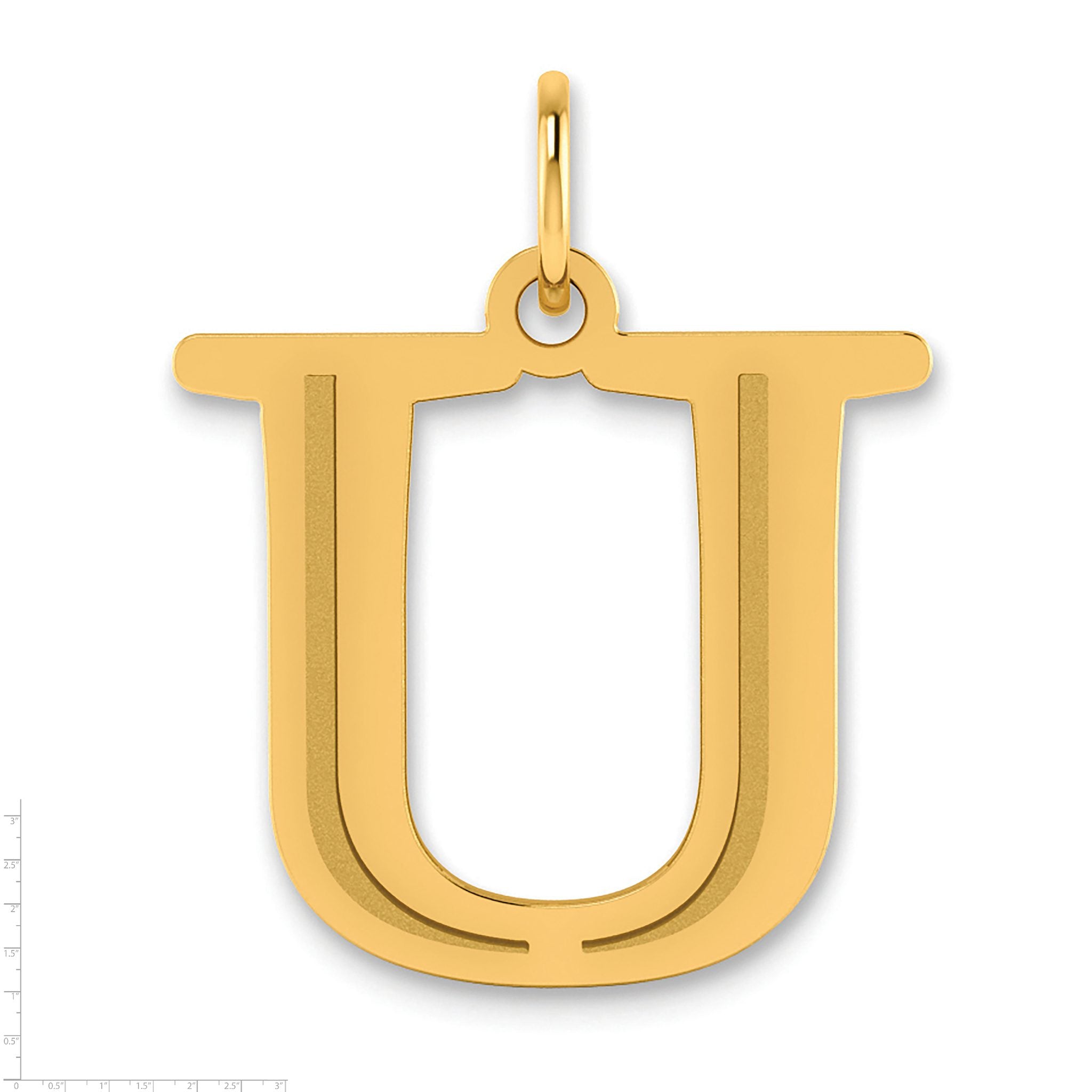 10K Polished Etched Letter U Initial Pendant Secondary image