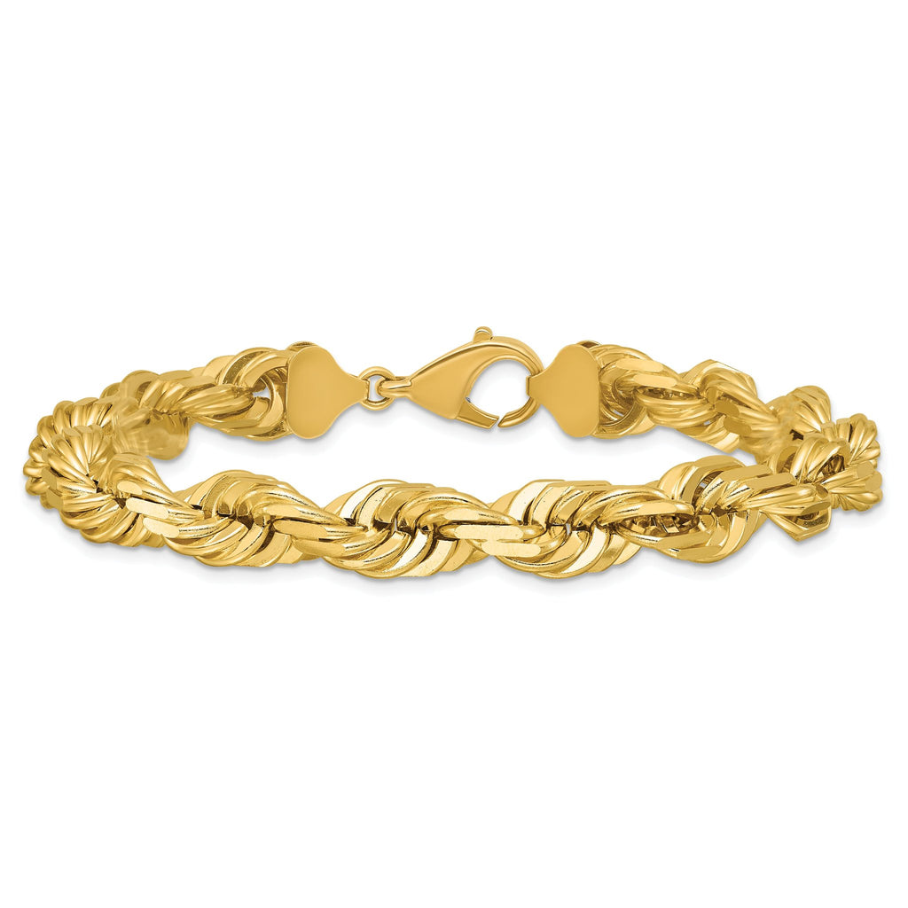 14K 9 inch 10mm Diamond-cut Rope with Fancy Lobster Clasp Chain