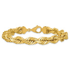 14K 9 inch 10mm Diamond-cut Rope with Fancy Lobster Clasp Chain