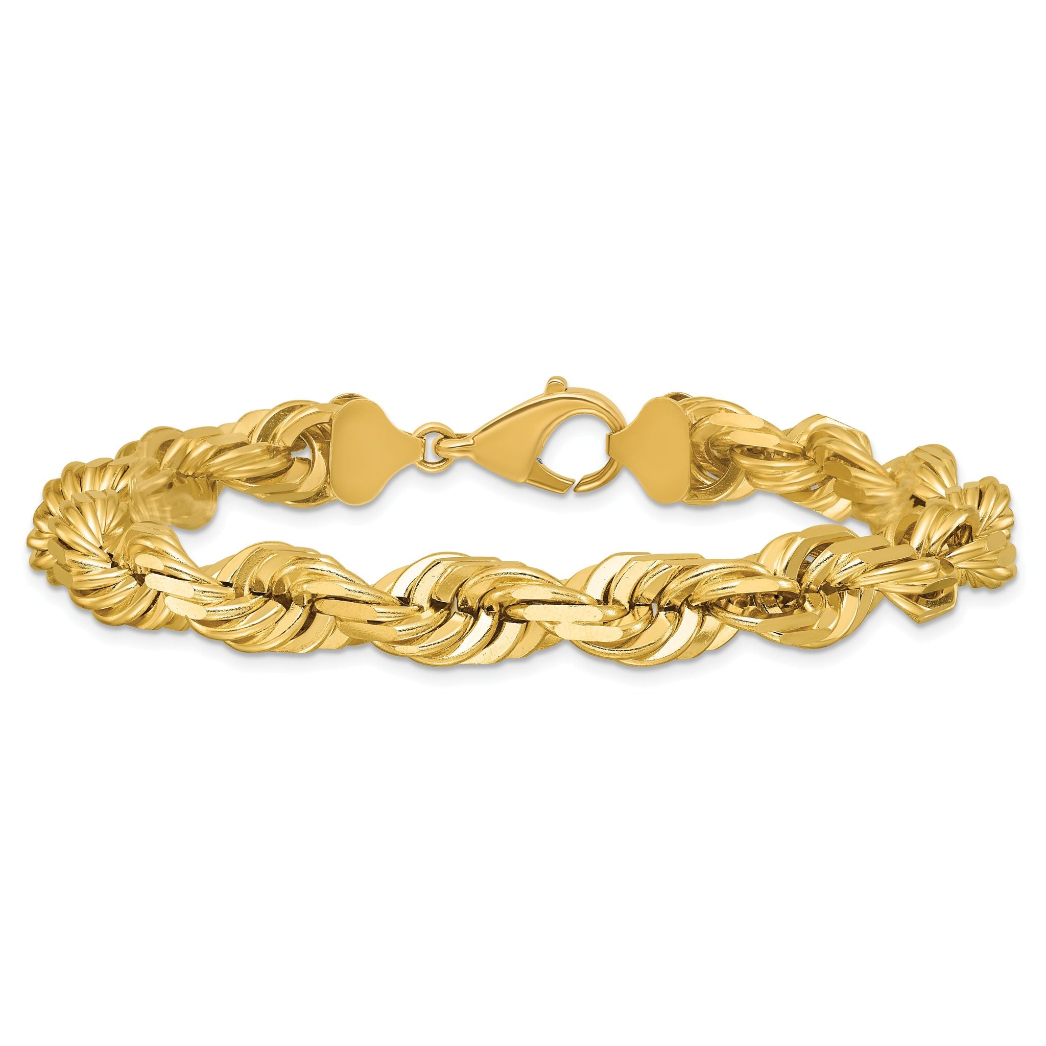 14K 9 inch 10mm Diamond-cut Rope with Fancy Lobster Clasp Chain