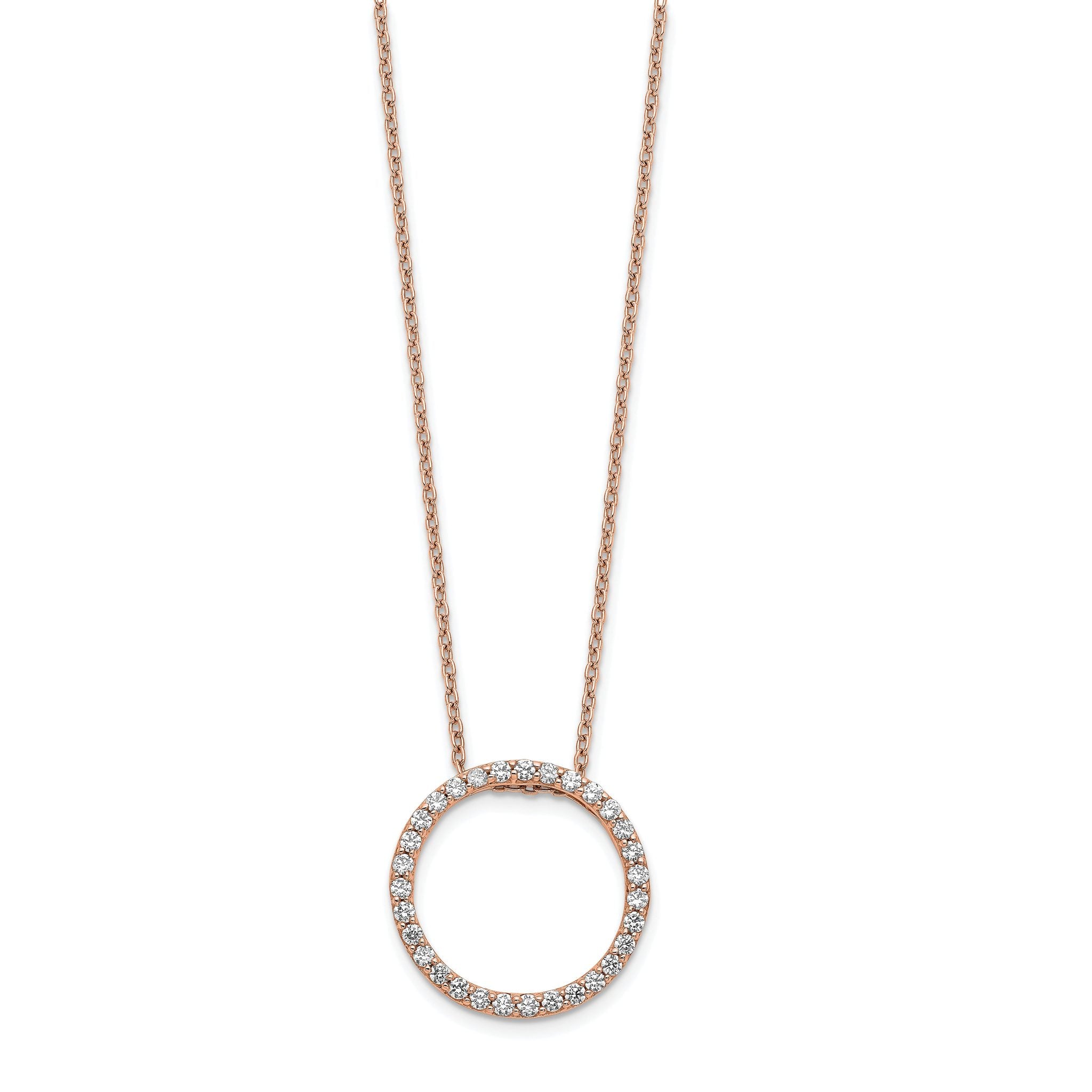 14k Rose Gold 1/2 carat Lab Grown Diamond VS/SI+ G+ 18 inch Round Pendant Necklace Secondary image