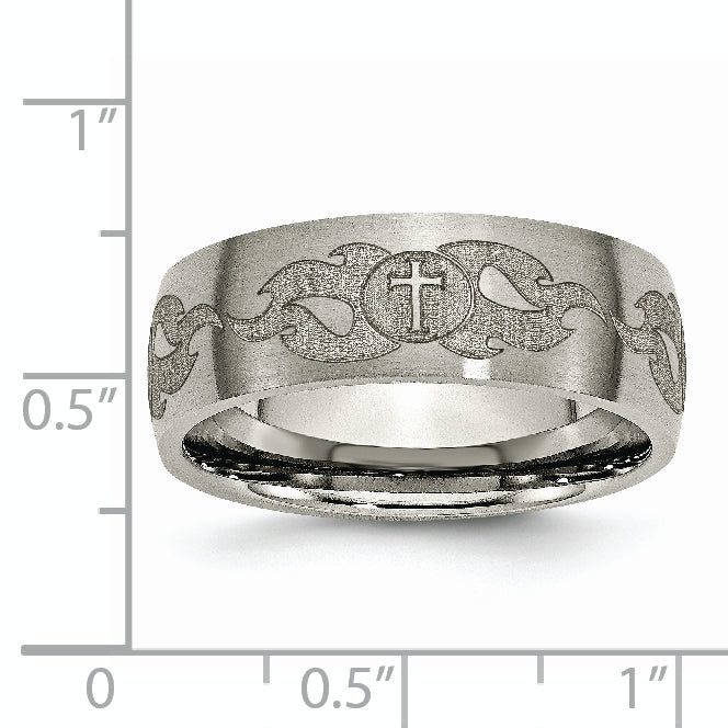 Titanium Wedding Band with Laser Flames Design, Engravable Unisex Elegance