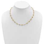 14K Polished/Dia-cut Twisted Circles w/ 1in Ext. Necklace