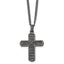 Chisel Stainless Steel Polished and Textured Gun Metal IP-plated Cross Pendant on a Curb Chain Necklace