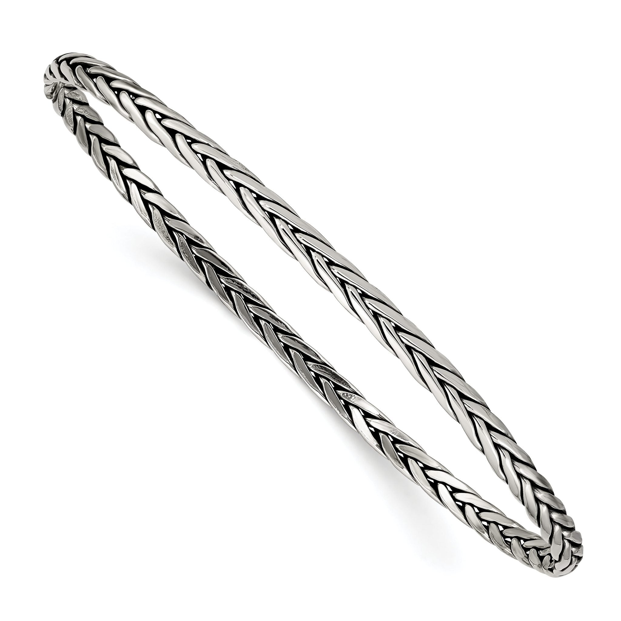 Sterling Silver 925 Women's Antiqued Twisted Slip-On Bangle Main image