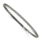 Sterling Silver 925 Women's Antiqued Twisted Slip-On Bangle