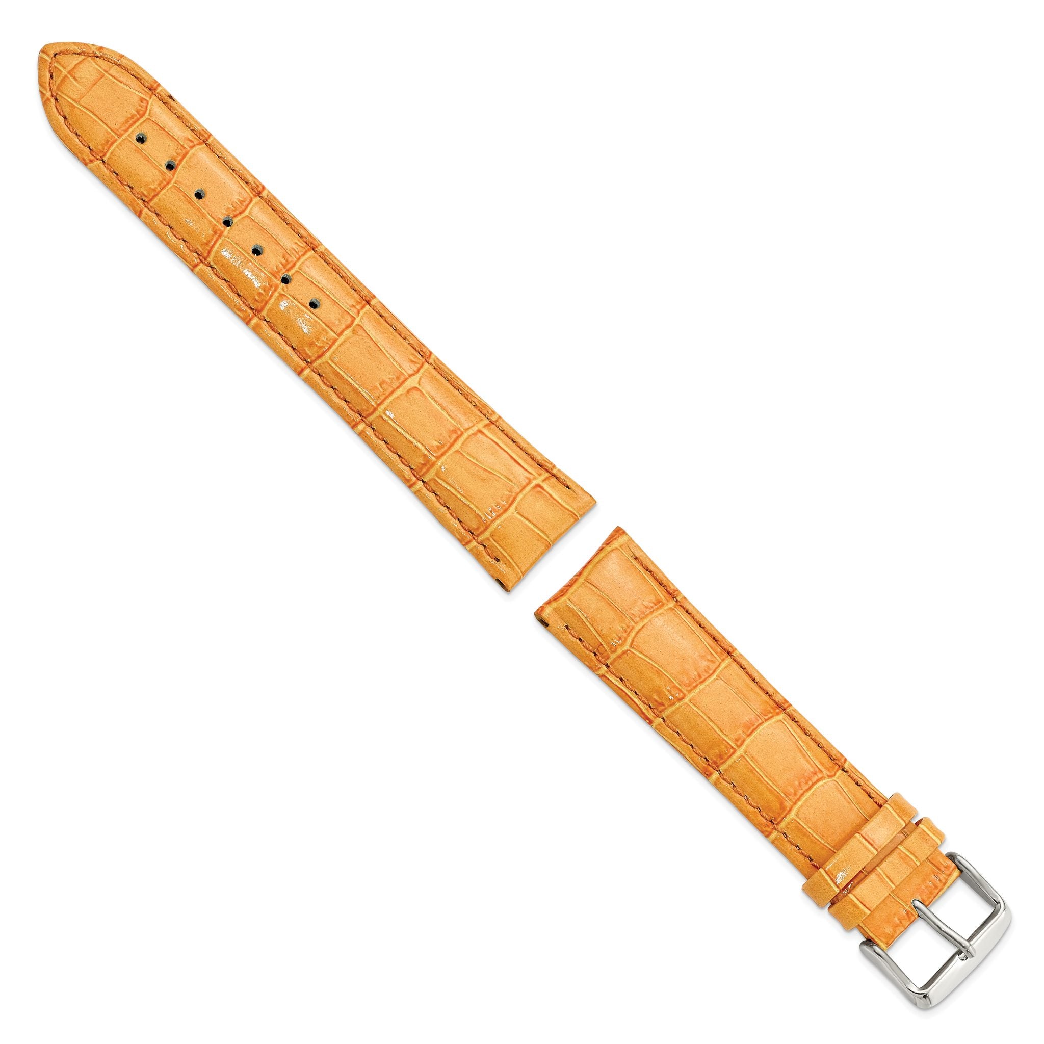 22mm Long Orange Crocodile Grain Chronograph Leather with Silver-tone Buckle 8.5 inch Watch Band Secondary image