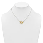 Sterling Silver with Gold-tone Polished and Textured Circle 16 inch Link Necklace