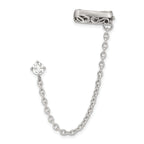 Stainless Steel Polished & Antiqued Cubic Zirconia Ear Cuff Drop Dangle Earrings for Women