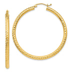 10K Yellow Gold Diamond-Cut Hoop Earrings 40mm Polished Finish