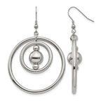Stainless Steel Polished Geometric Textured Drop Dangle Earrings for Women