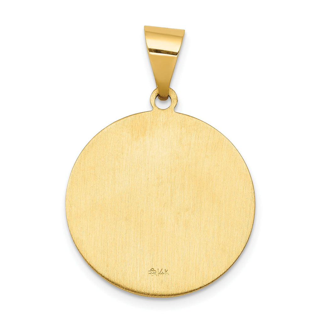 14K Polished and Satin St John Medal Hollow Pendant