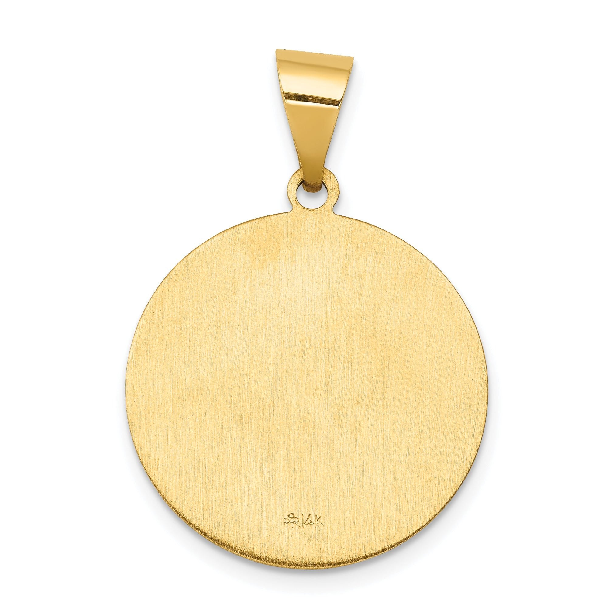 14K Polished and Satin St John Medal Hollow Pendant