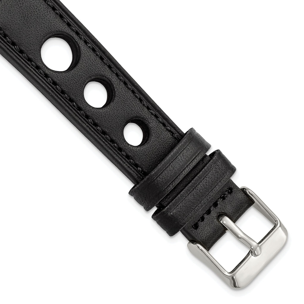 Grand Prix Leather Watch Band in Black, 20mm