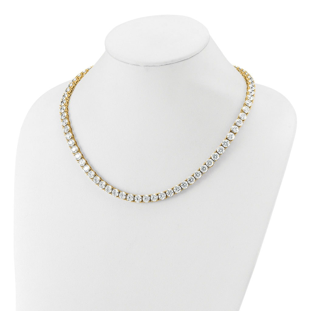 14k 74 carat Lab Grown Diamond VS+ F+ Complete Round 20 inch Straight Tennis Necklace