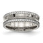 Concave Wedding Band in Titanium with CZ, 6.5mm