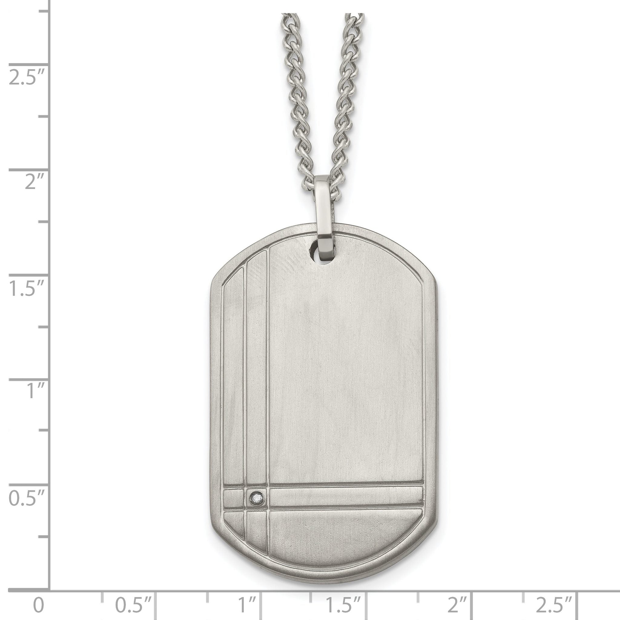 Sophia Jewelers Men's Titanium Dog Tag Necklace with Diamond Engravable 22