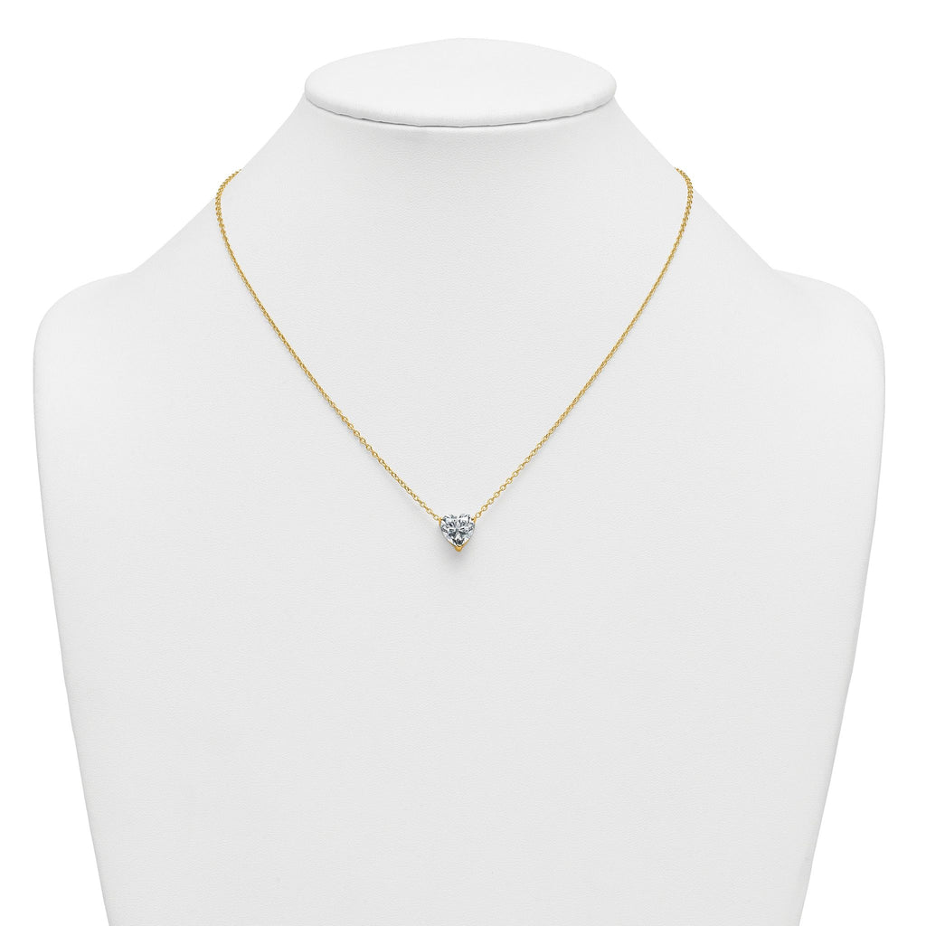14k 3 carat Lab Grown Diamond VS+ F+ Heart Complete 18 inch Four Prong Pendant Necklace