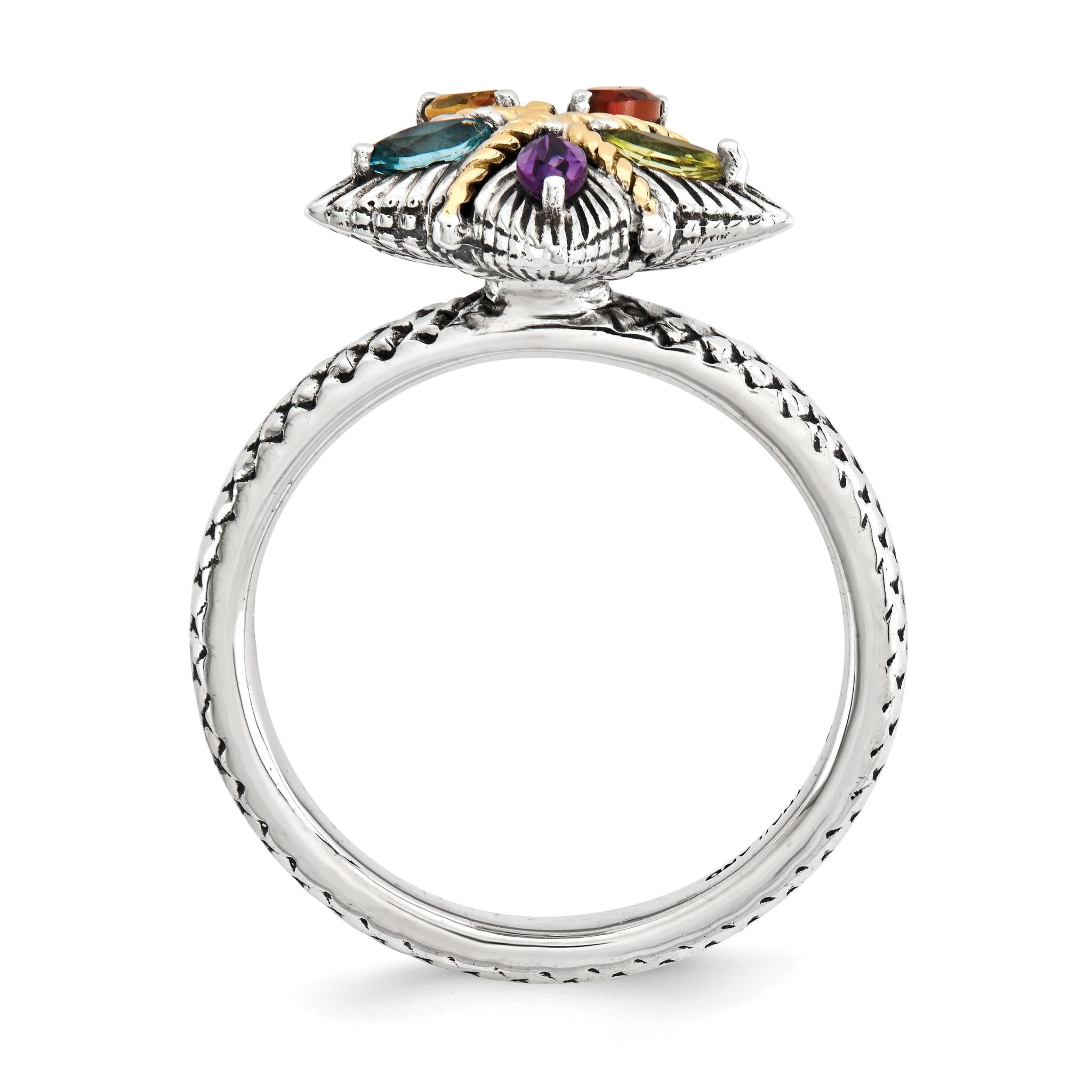 Sterling Silver & 14k Stackable Expressions Gemstone Antiqued Ring Secondary image