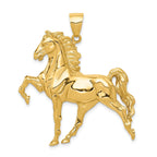 14K Gold Men's Polished Horse Pendant with Open Back Design