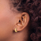 14K Polished and Diamond-cut Huggie Hoop Earrings
