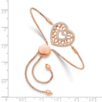 Sterling Silver Rose Gold CZ Heart Adjustable Filigree Bracelet