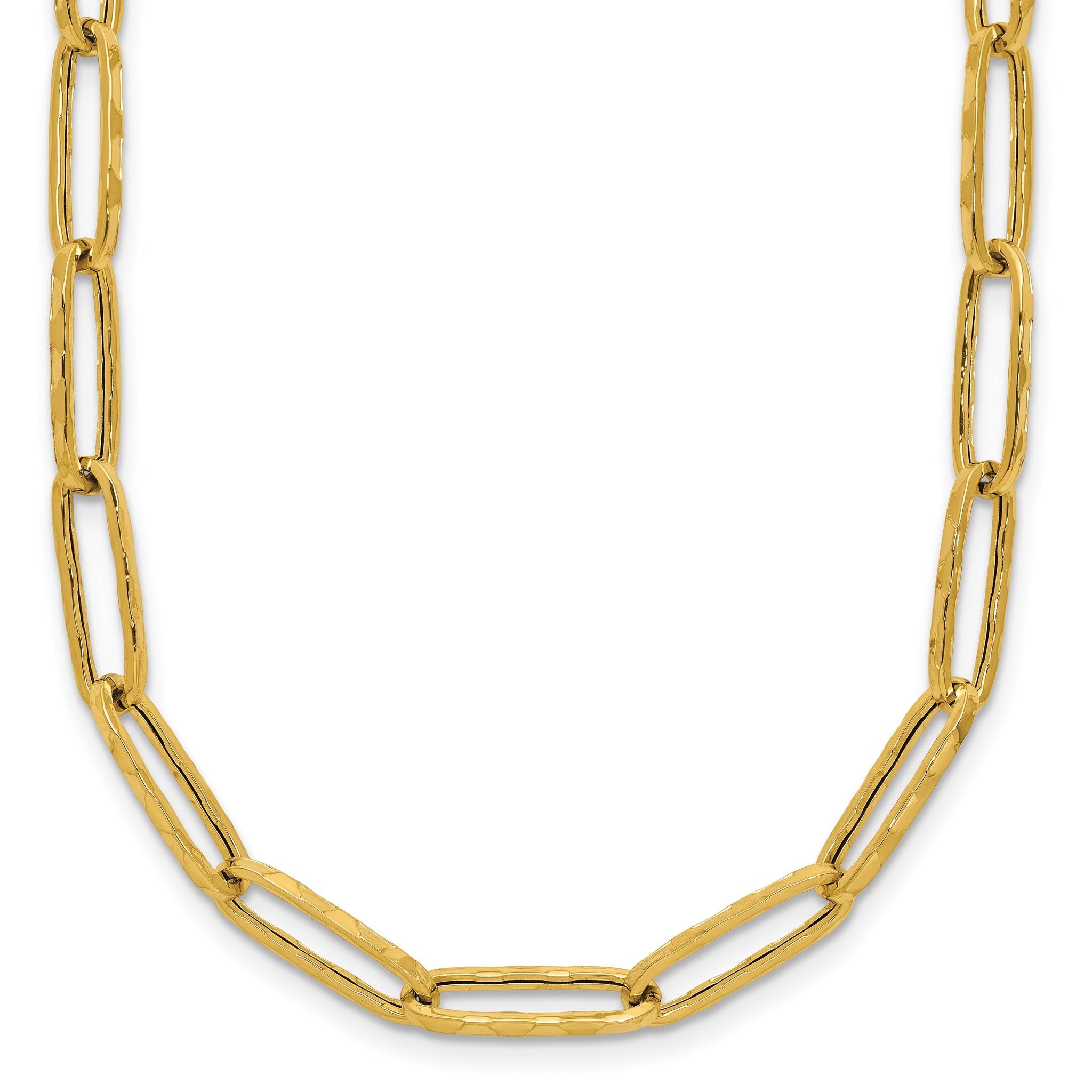 14K Polished and Dimond-cut Paperclip Link Necklace Main image
