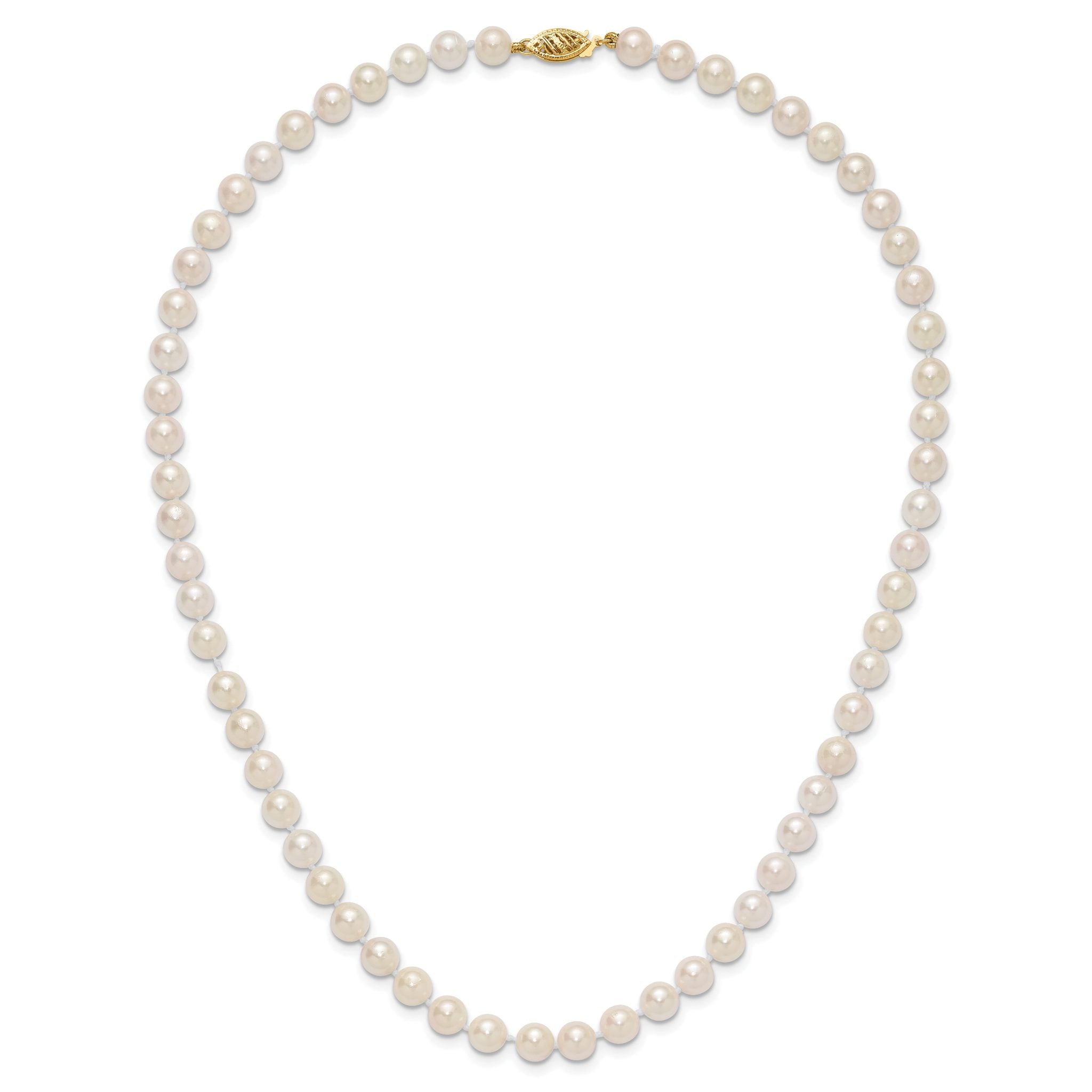 14k 6-7mm White Round Akoya Saltwater Cultured Pearl Necklace
