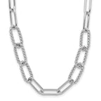 Fancy Link Chain in Sterling Silver, 7mm Textured, 30 Inch