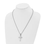 Chisel Stainless Steel Brushed and Polished .01 carat Diamond Cross Pendant on a 22 inch Ball Chain Necklace