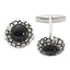Sterling Silver Round Onyx and Enamel Cuff Links