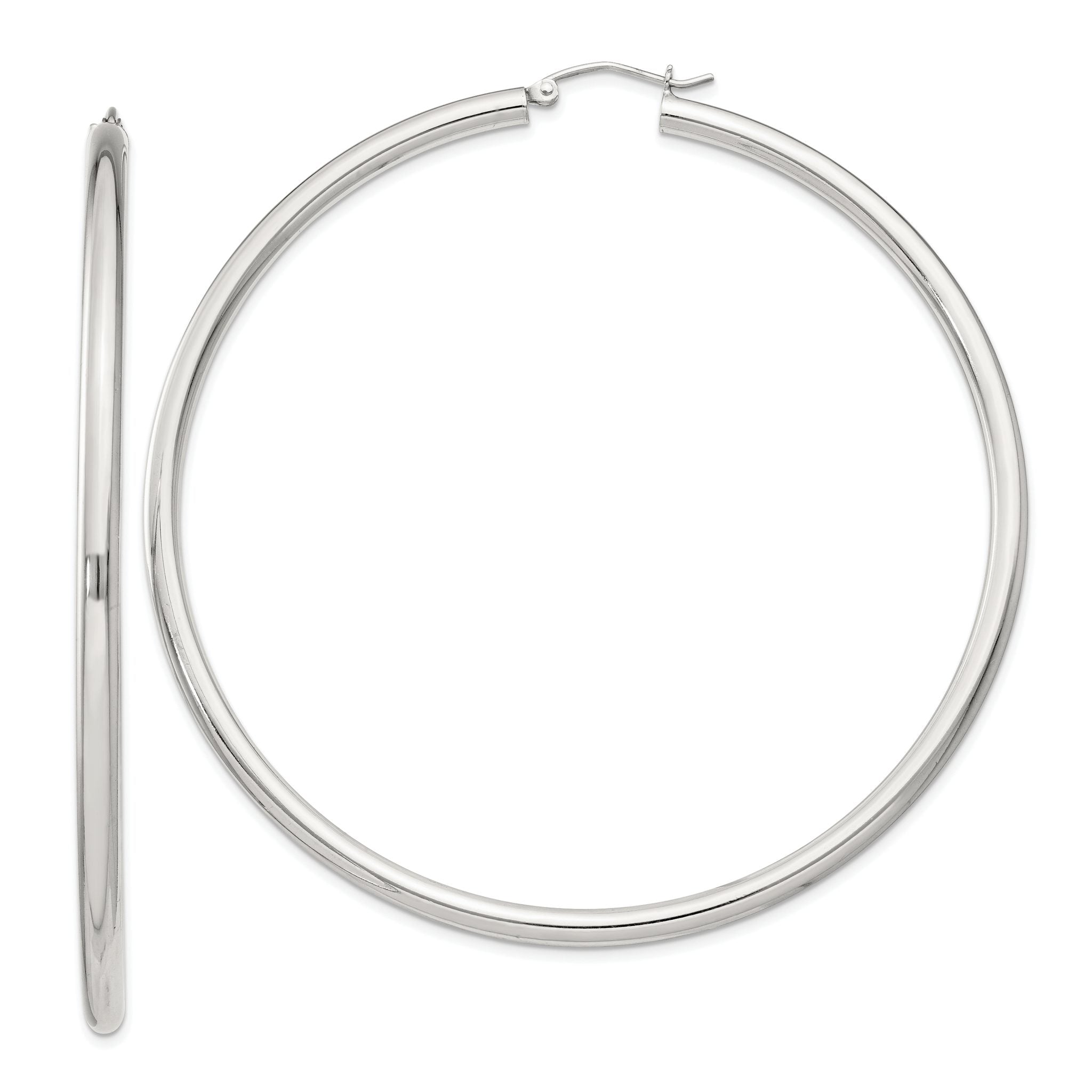 Sterling Silver 3mm Round Hoop Earrings Main image