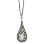 Marcasite & Cat's Eye Necklace in Stainless Steel