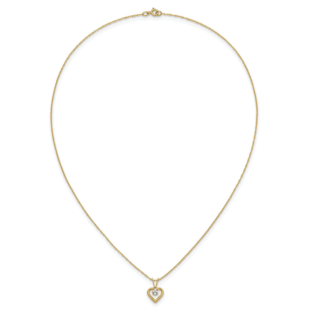 10k Madi K 3mm White Zircon Heart Birthstone Necklace