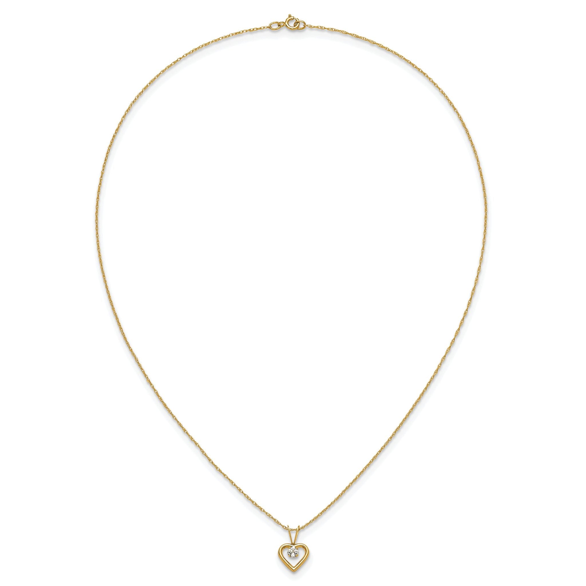 10k Madi K 3mm White Zircon Heart Birthstone Necklace