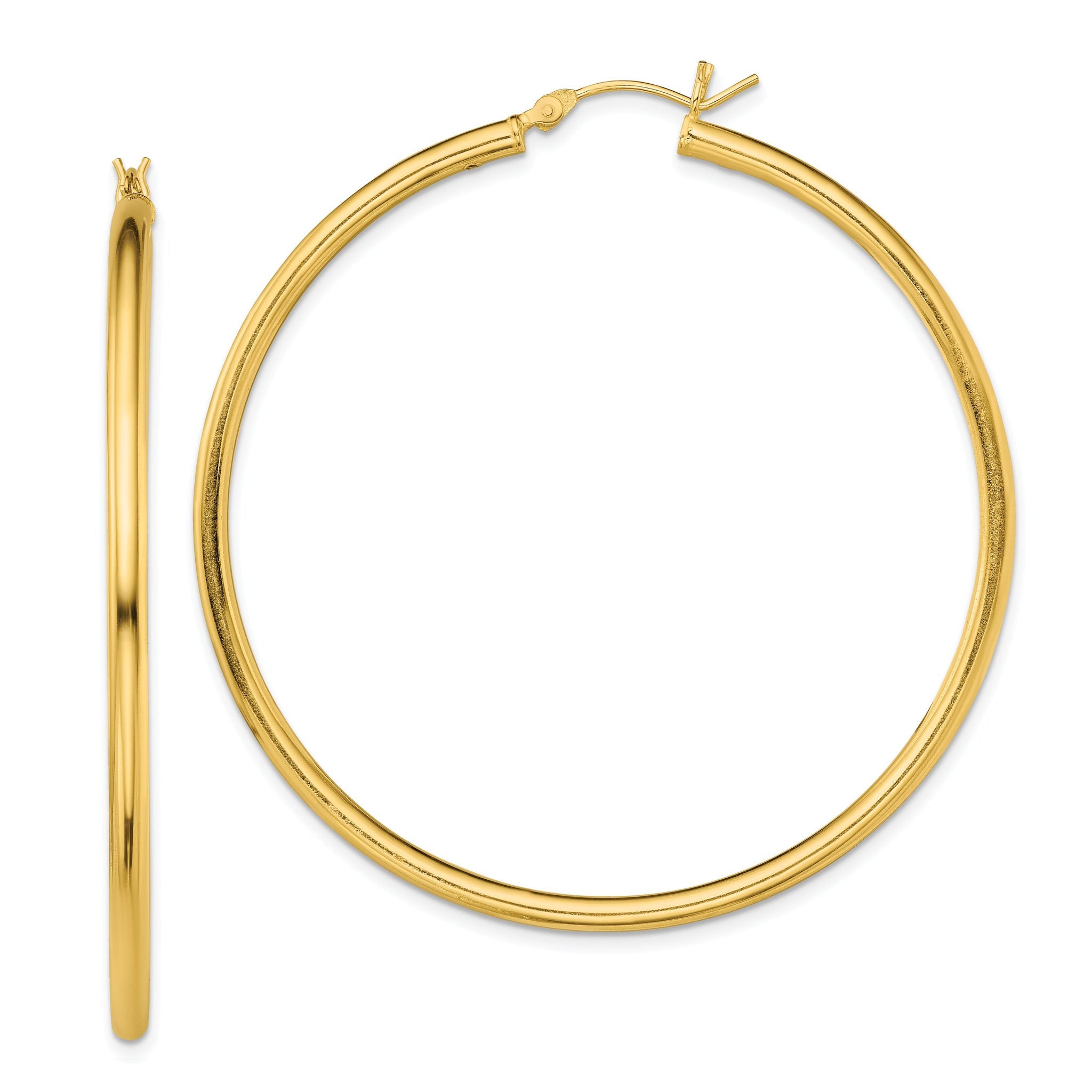 Sterling Silver Gold-Tone Polished 2.5x55mm Hoop Earrings Main image