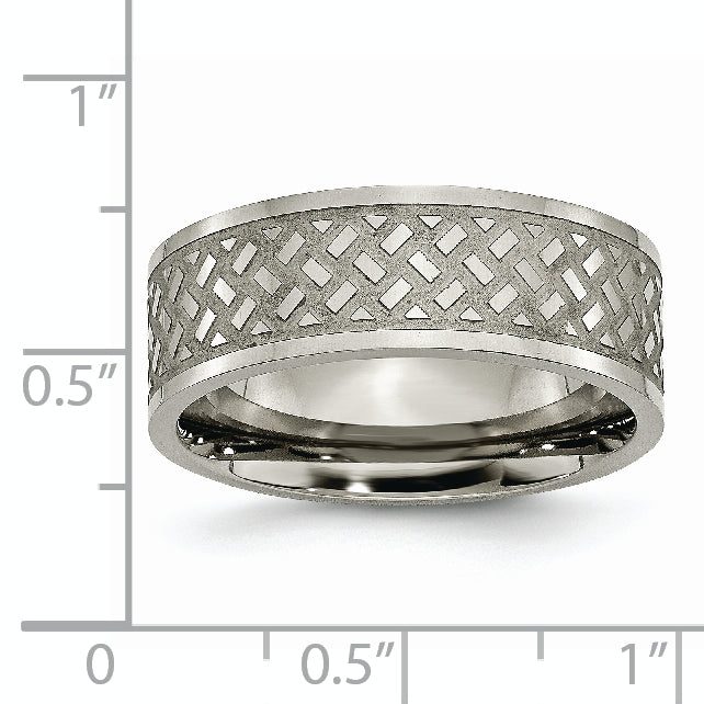 Weave Design Wedding Band in Titanium, 8mm
