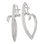 Sterling Silver Polished CZ Fancy Swirl In and Out Omega Back Post Earrings