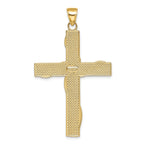 14K Gold & Rhodium Faith Hope Love Believe Cross Pendant  Polished Solid Design