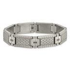 Stainless Steel Antiqued and Brushed with Cubic Zirconia Bracelet for Men