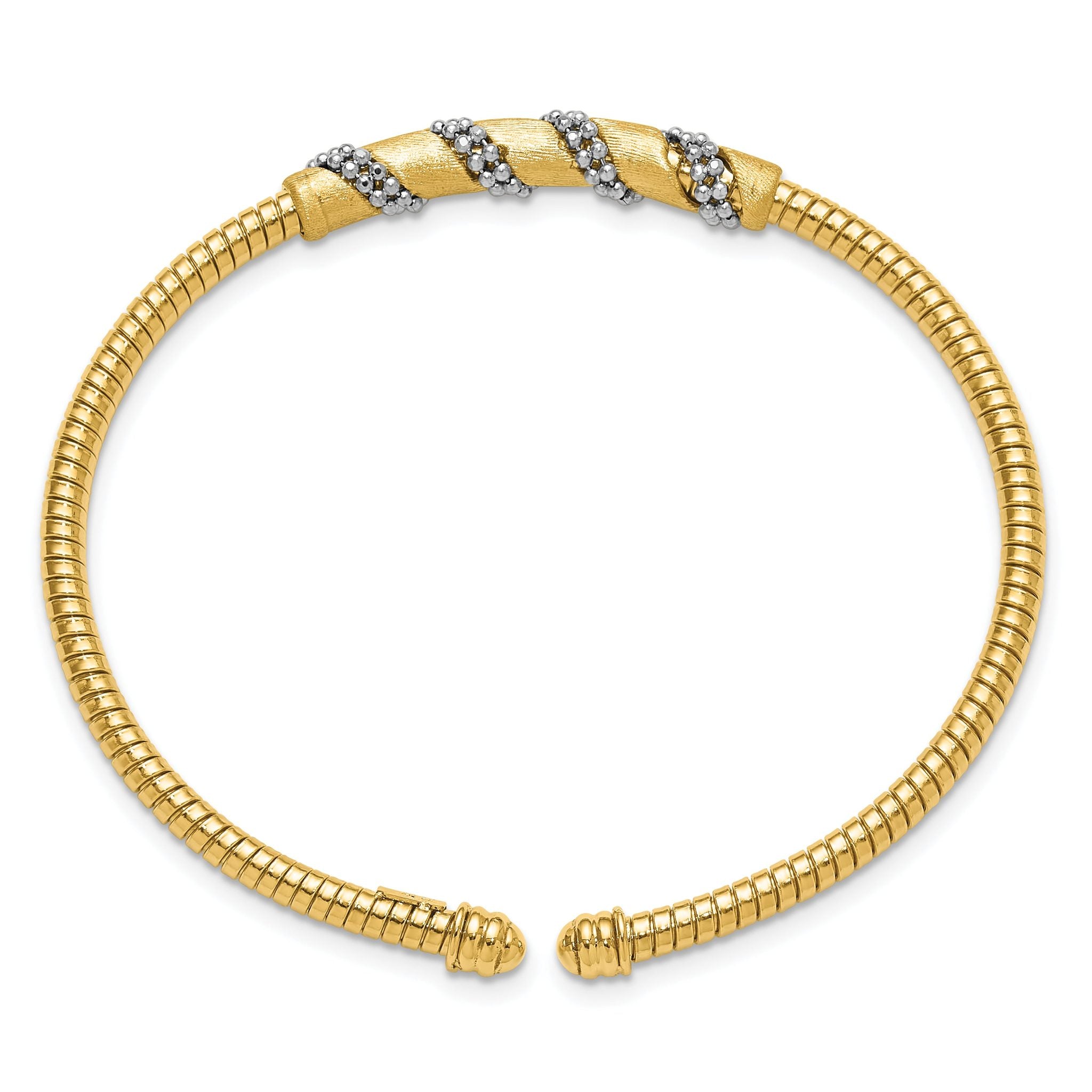 14K w/White Rhodium Polished and Satin Cuff Bangle Secondary image