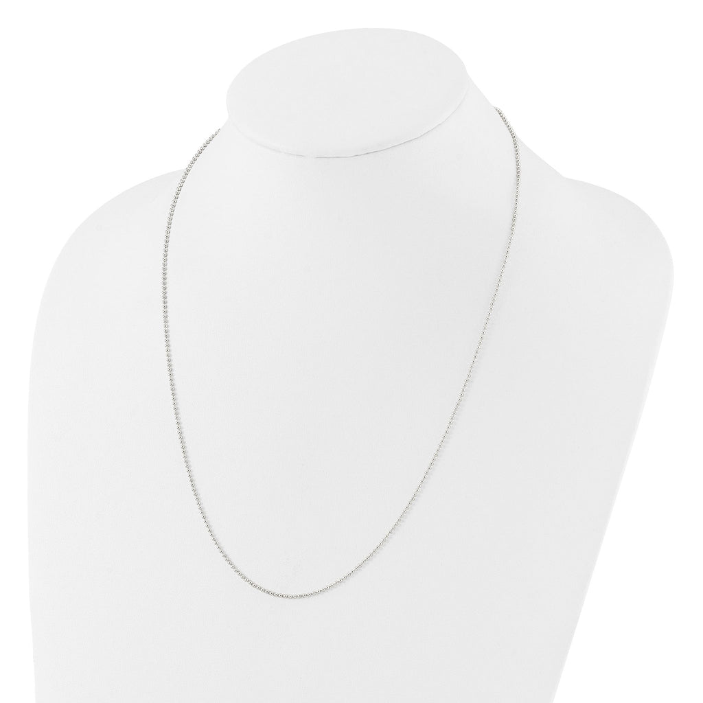 Sterling Silver Polished Beaded Adjustable Necklace