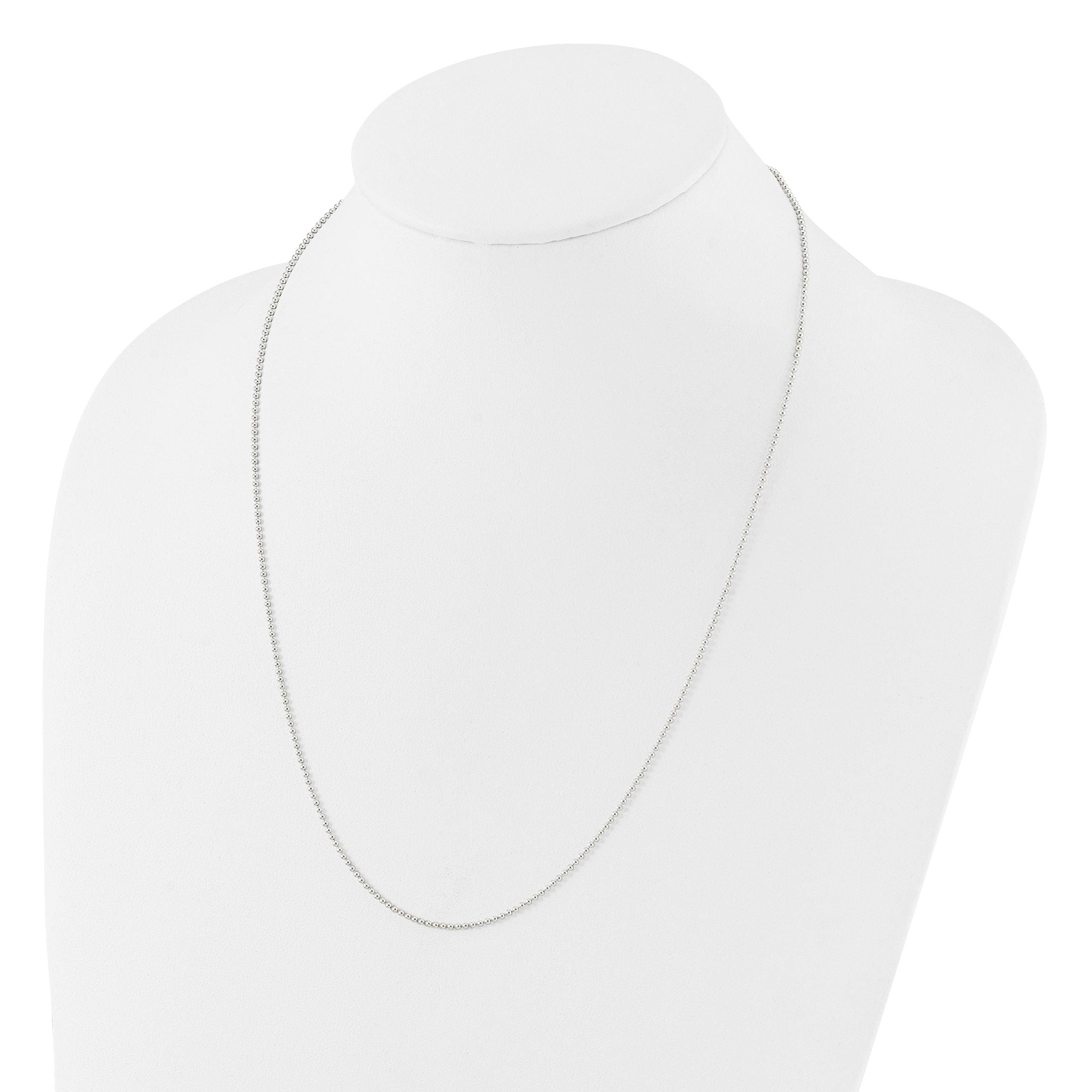 Sterling Silver Polished Beaded Adjustable Necklace
