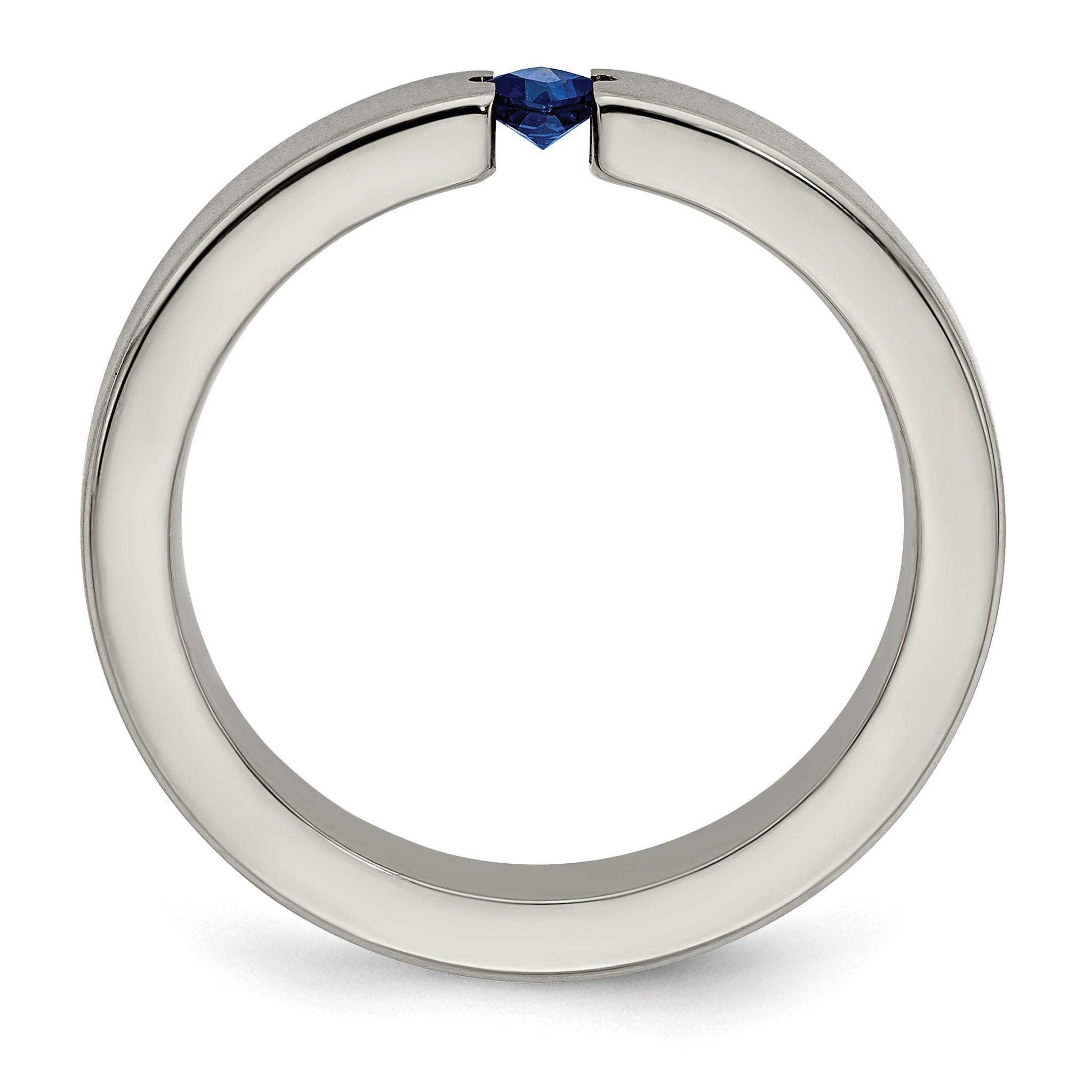 Edward Mirell Titanium Sapphire Wedding Band with Brushed Finish 4mm Secondary image